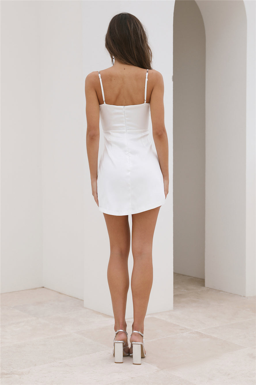 Cocktail Time Satin Mini Dress White