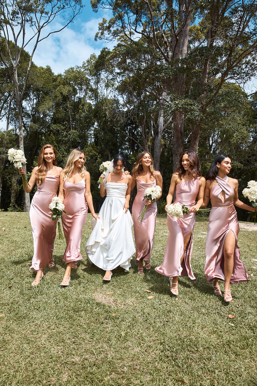 The Samara Satin Maxi Dress Dusty Pink