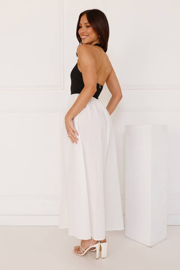 Sea Foam Halter Midi Dress White
