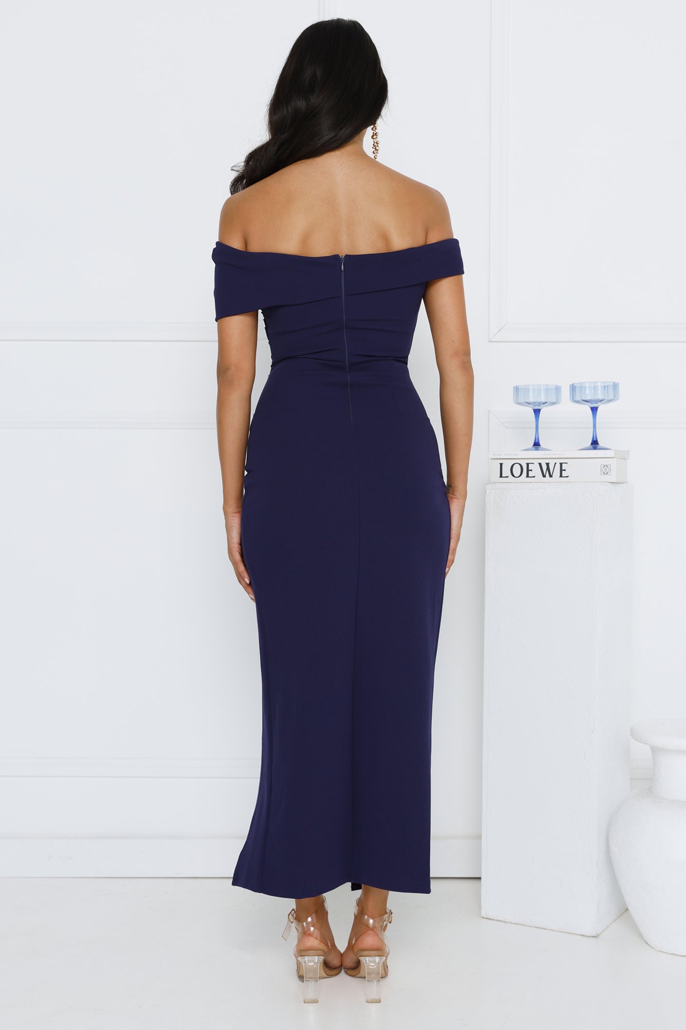 Isolde Off Shoulder Maxi Dress Navy
