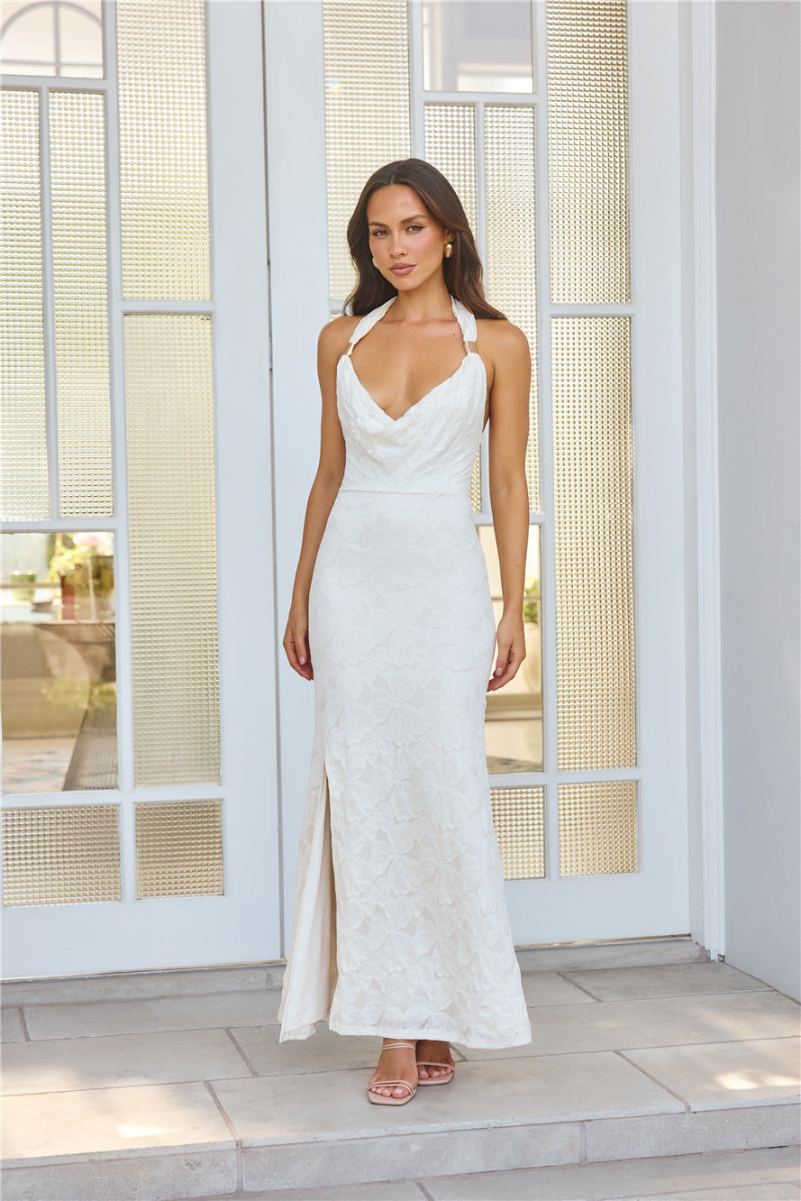 ��clat Affair Halter Maxi Dress Beige