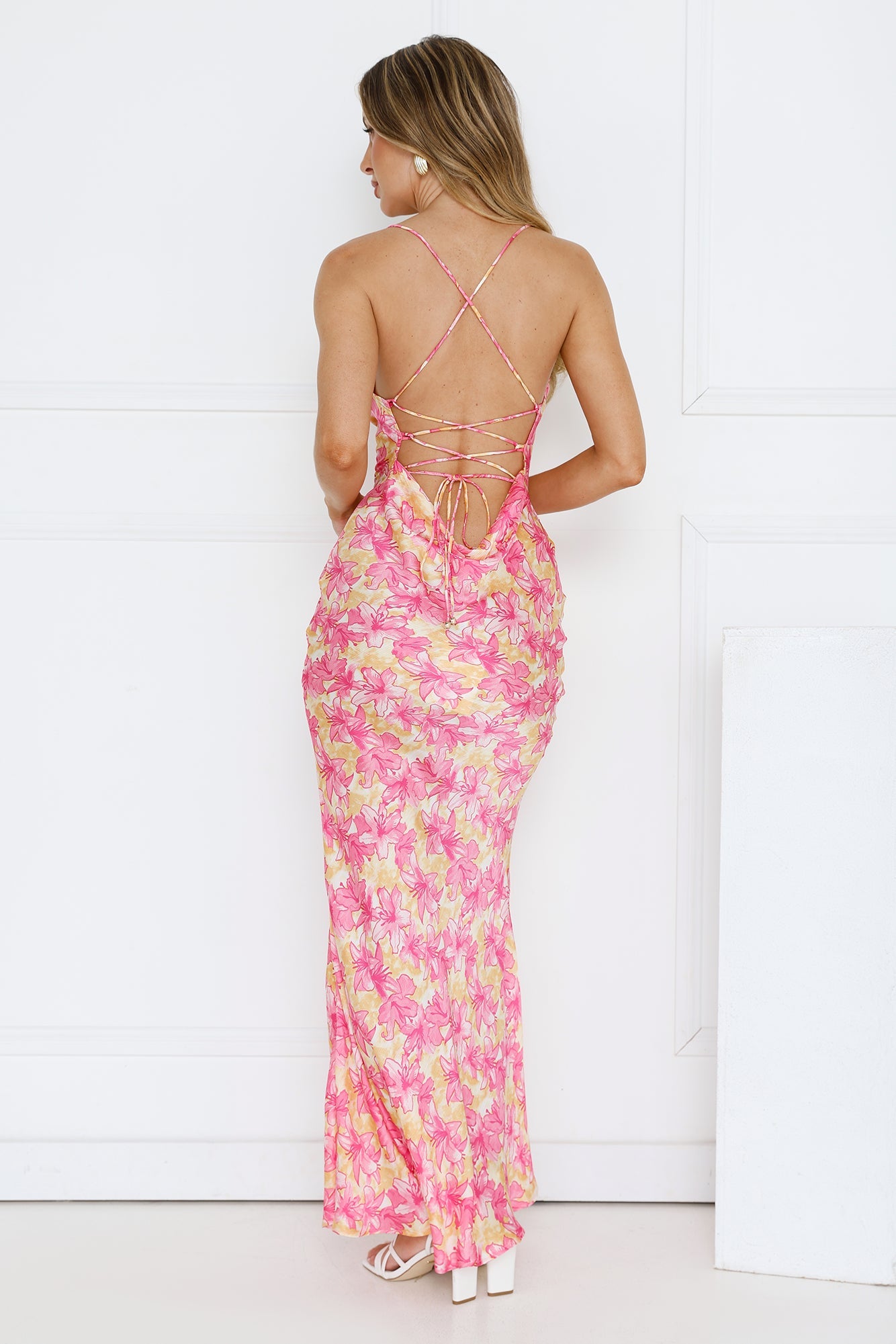 Twilight Tea Parties Satin Maxi Dress Pink