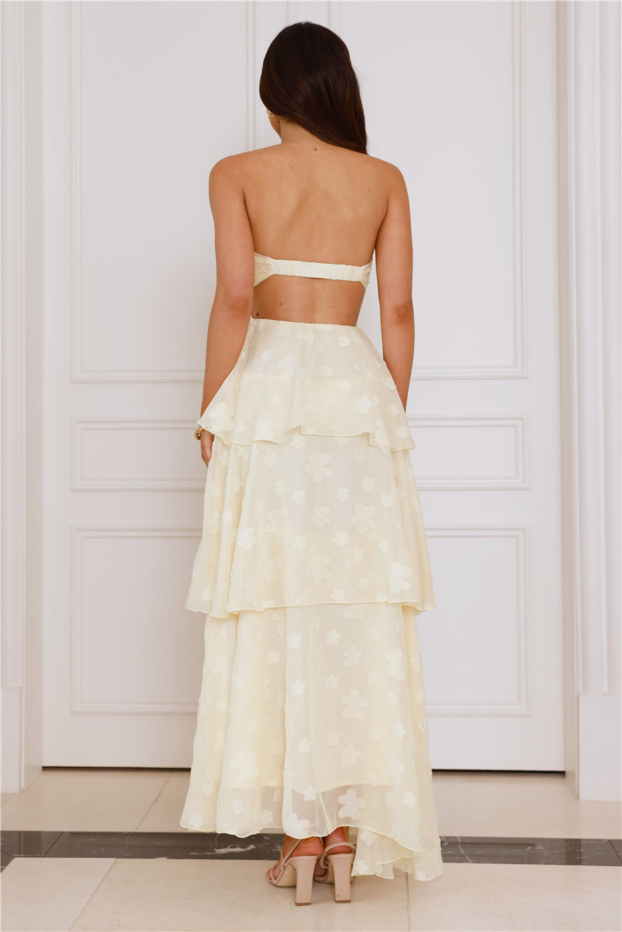 Tranquil Twilight Strapless Maxi Dress Yellow