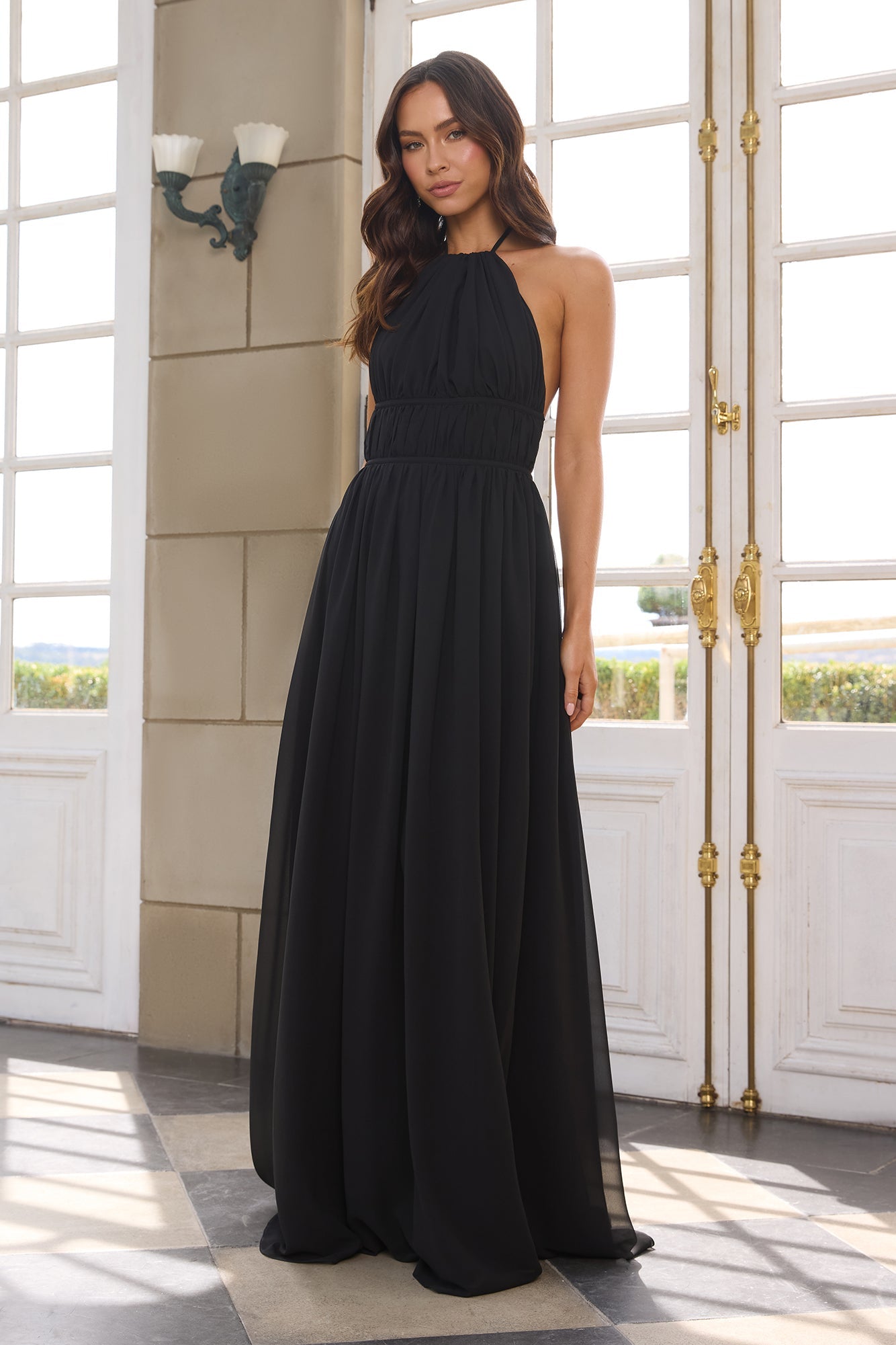 Luxuriously Stylish Halter Maxi Dress Black