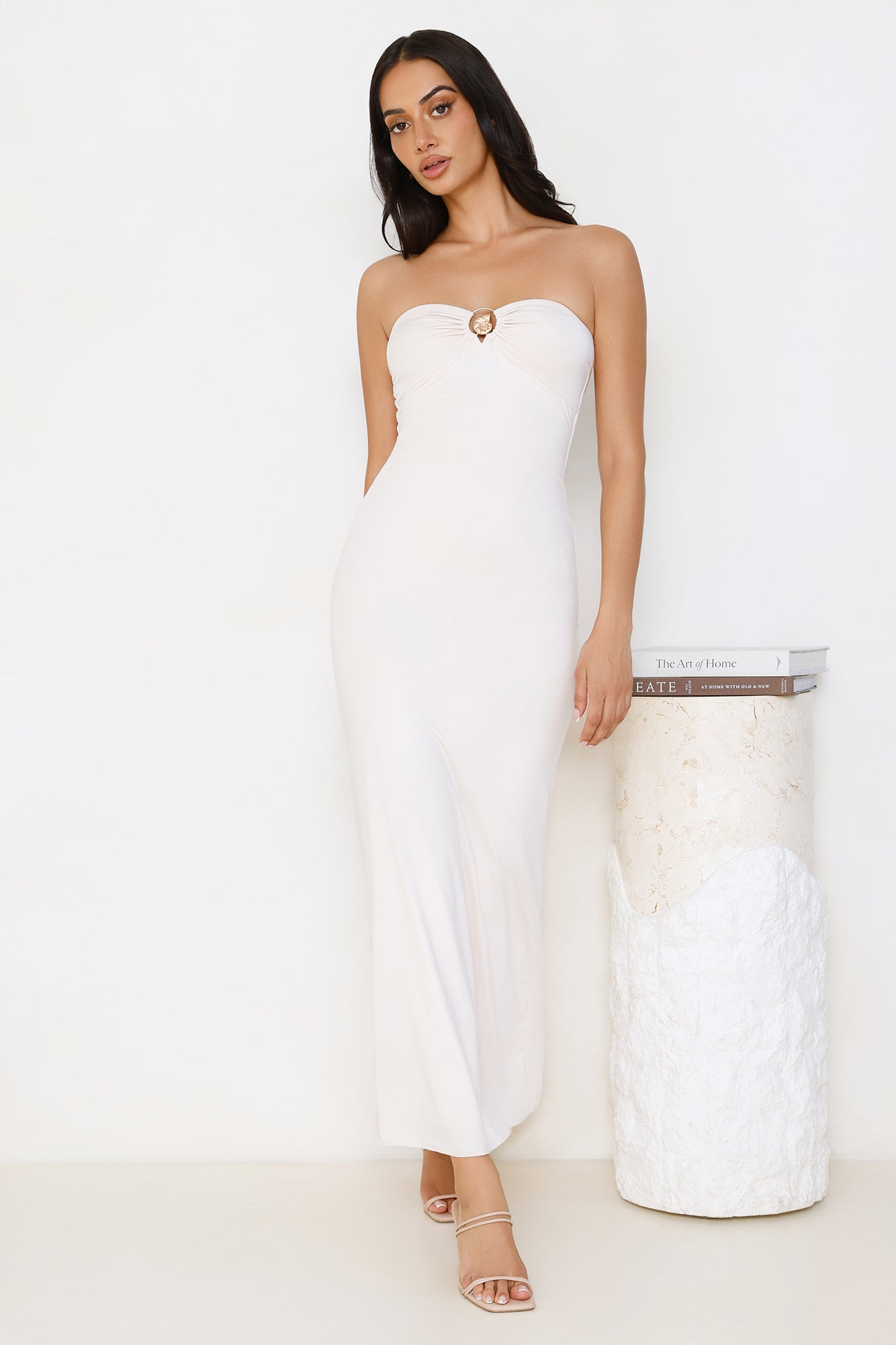 Simple Sunshine Strapless Maxi Dress Beige