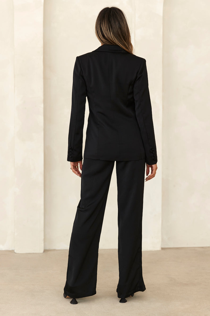 �� La Mode Satin Pants Black