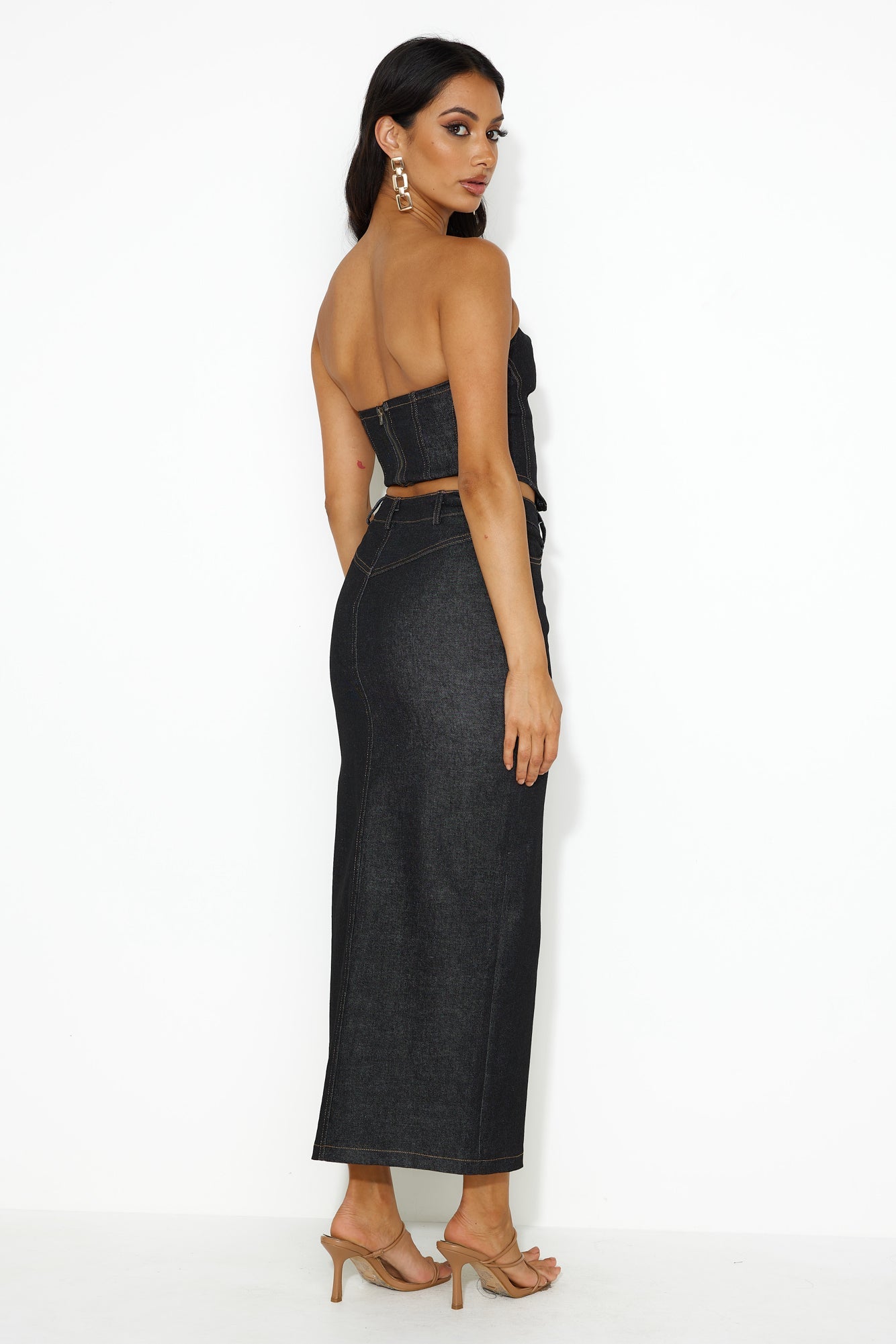 Always The Trendsetter Denim Crop Top Black