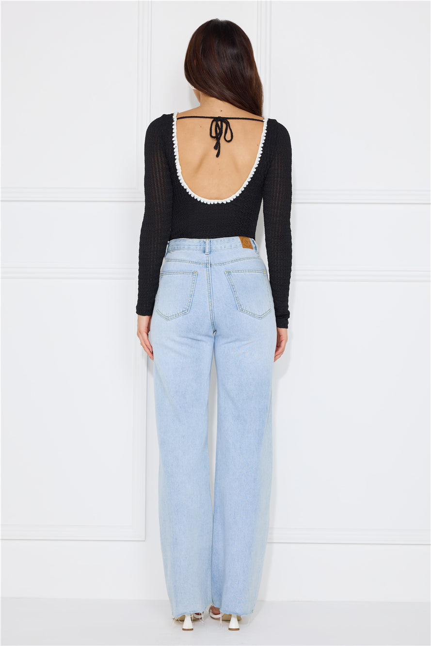 Day To Play Long Sleeve Bodysuit Black