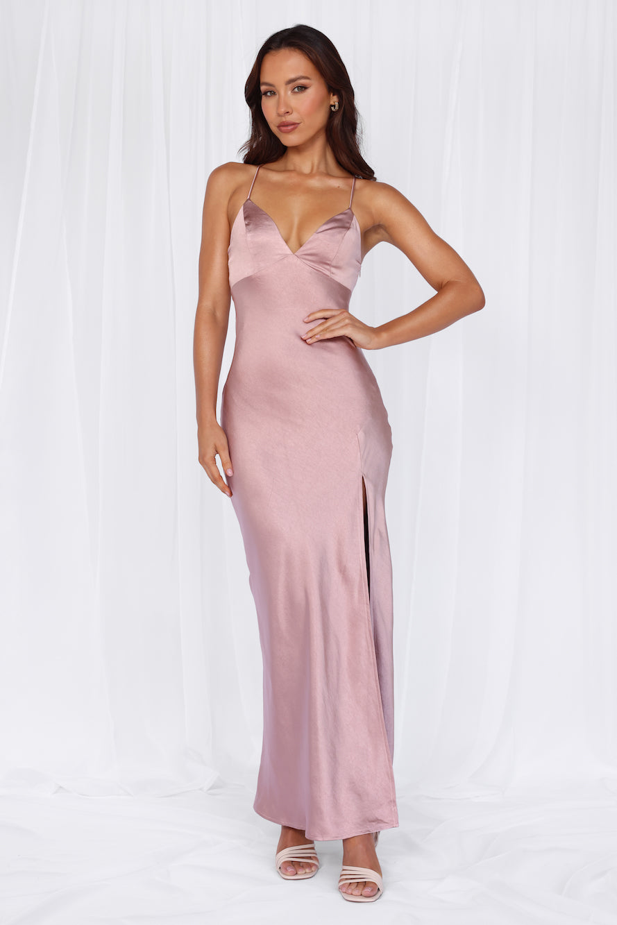 The Sophia Satin Maxi Dress Dusty Pink