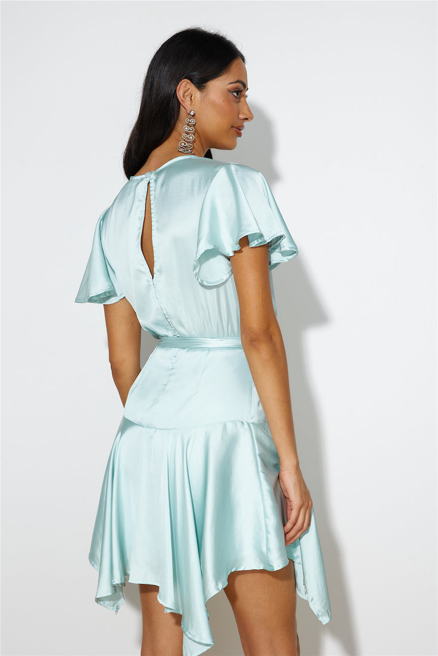 Silk Wrap Mini Dress Green