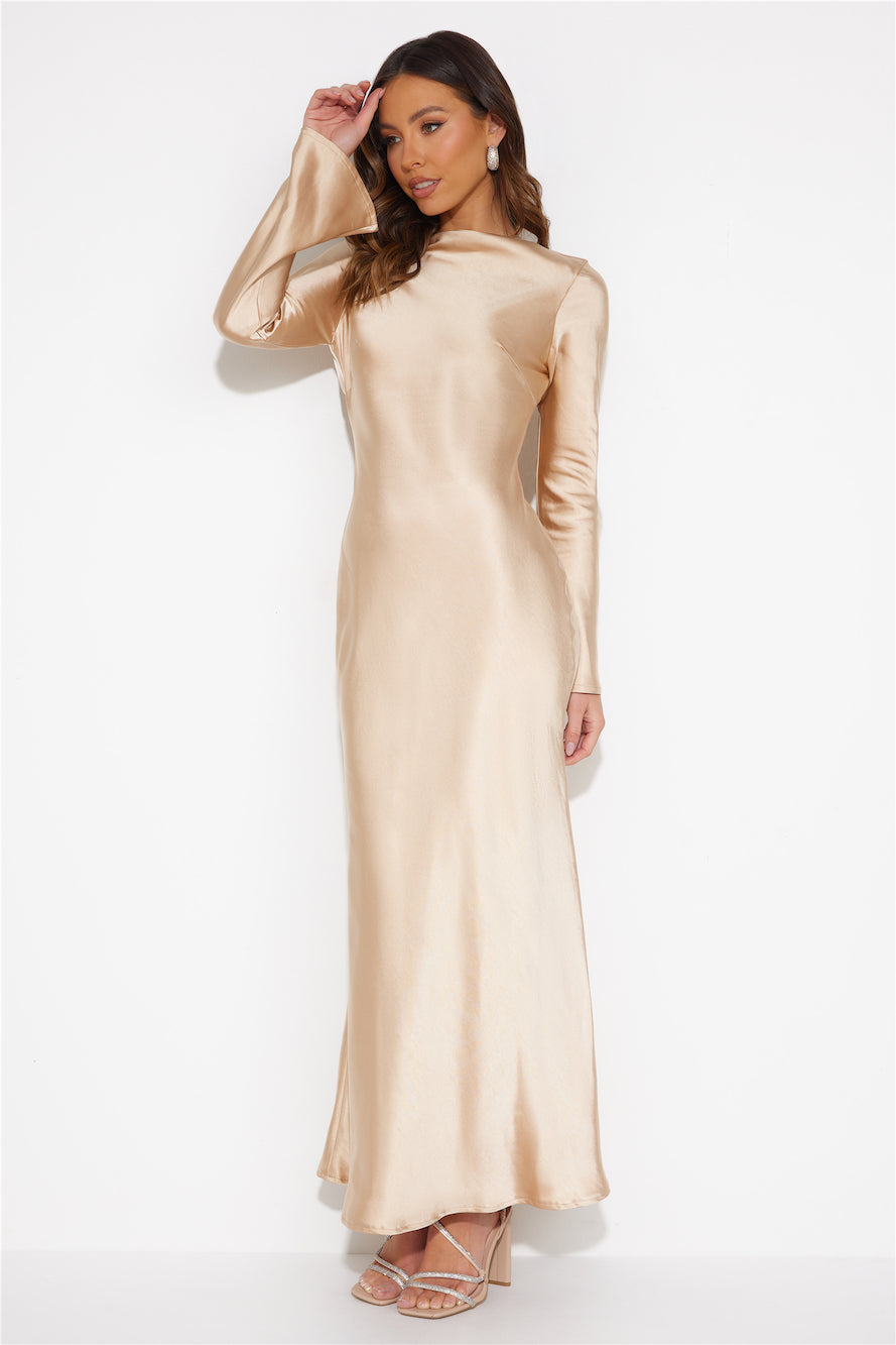Royal Wedding Satin Maxi Dress Champagne