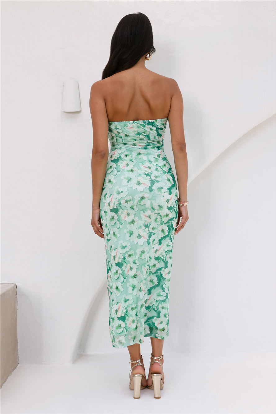 You Plus Me Strapless Mesh Maxi Dress Green