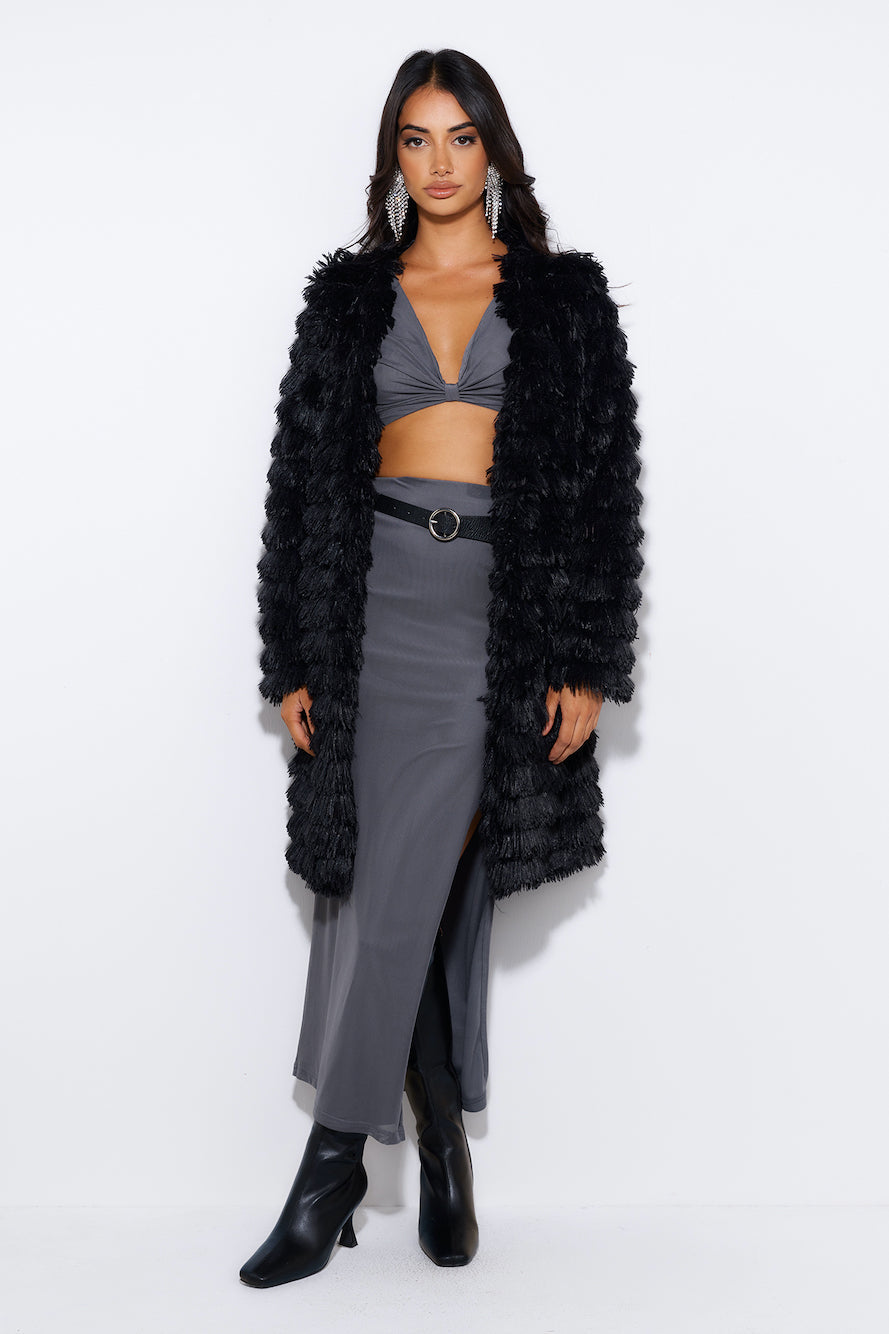 Energy For You Mesh Maxi Skirt Grey