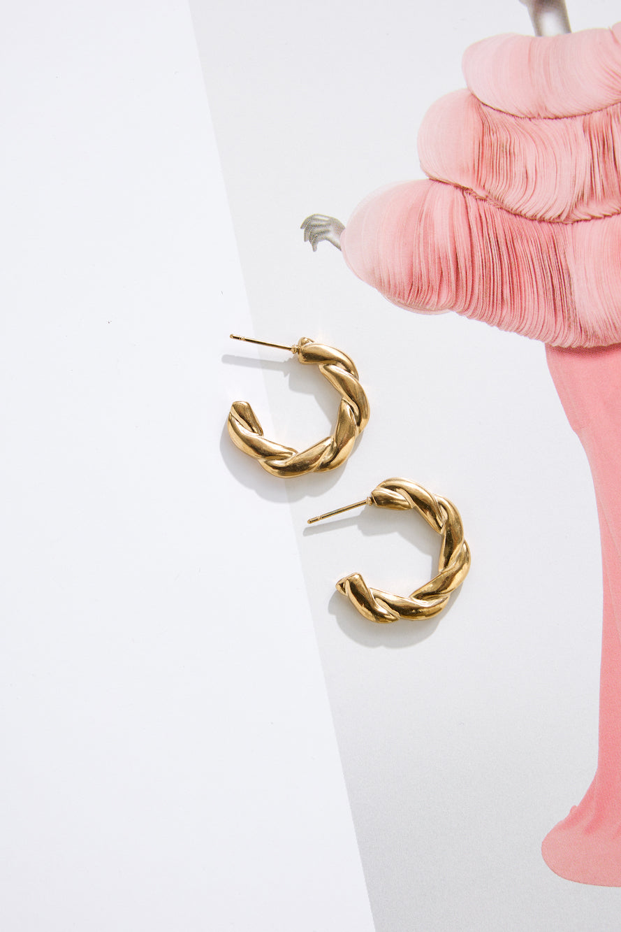 18k Gold Plated Empress Hoop Earrings Gold