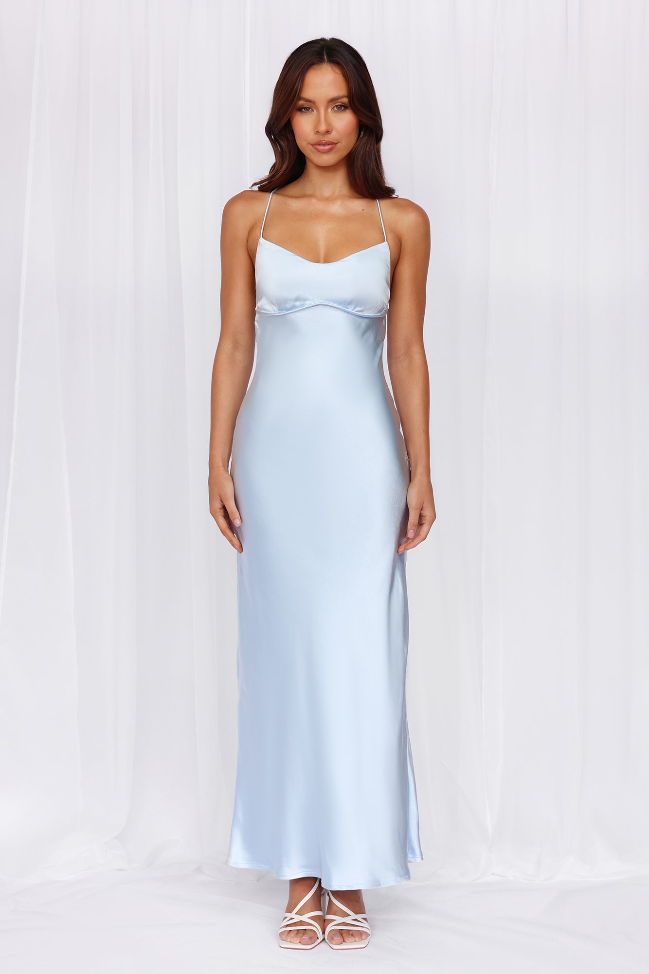 HELLO MOLLY The Samara Satin Maxi Dress Blue