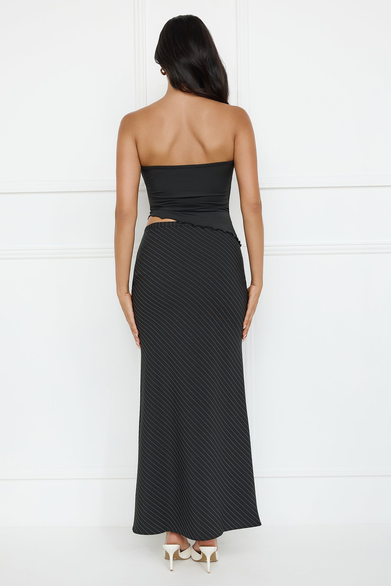 Endless Maxi Skirt Onyx Pinstripe