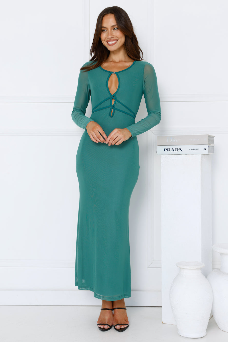Solange Long Sleeve Maxi Dress Green
