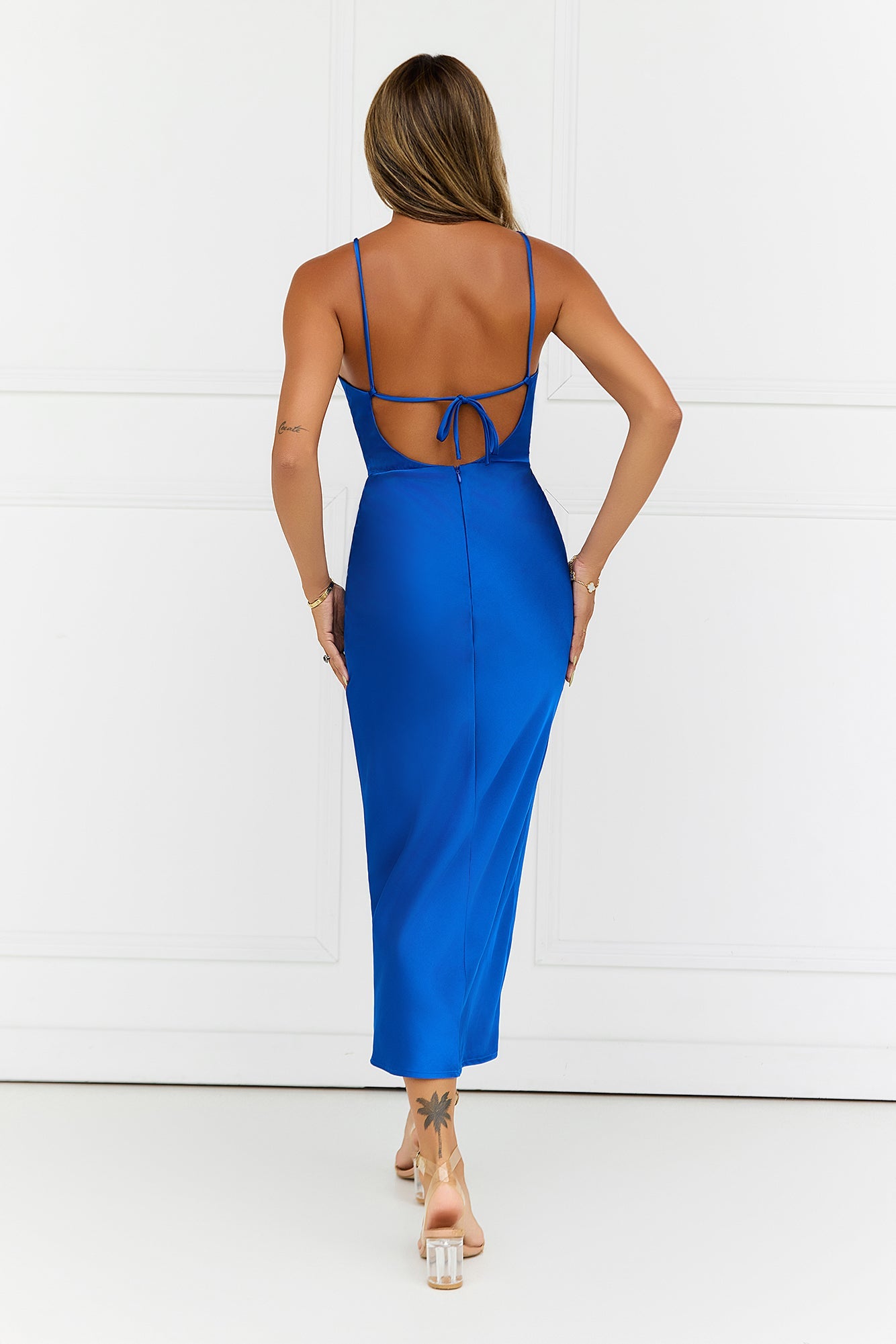 Satin Skies Midi Dress Cobalt