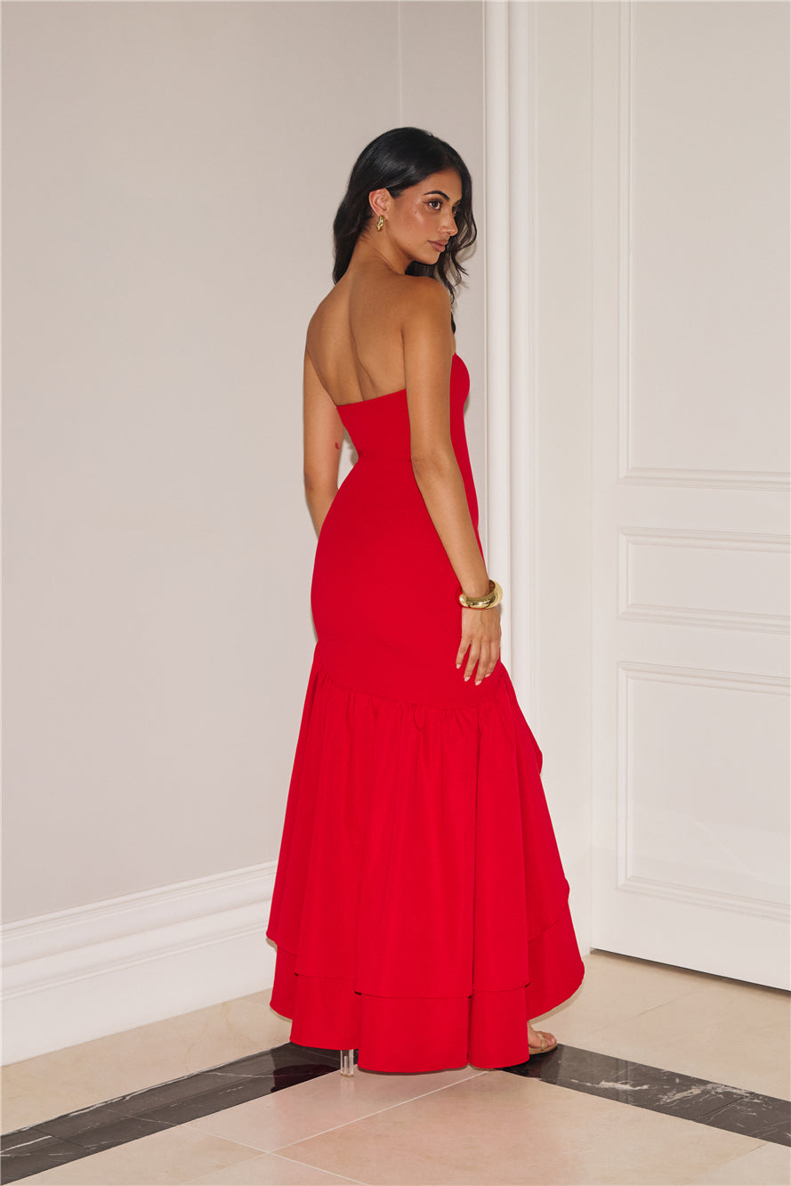Extravagant Events Strapless Maxi Dress Red