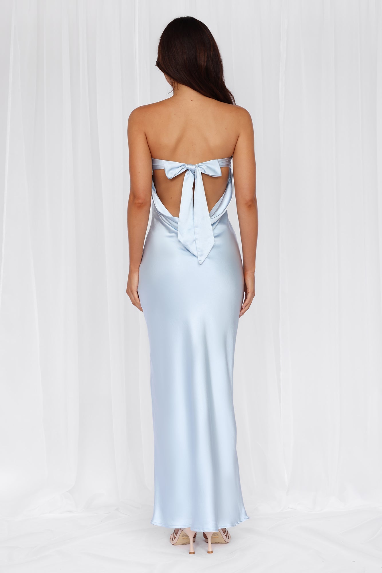 HELLO MOLLY The Felicity Strapless Satin Maxi Dress Blue