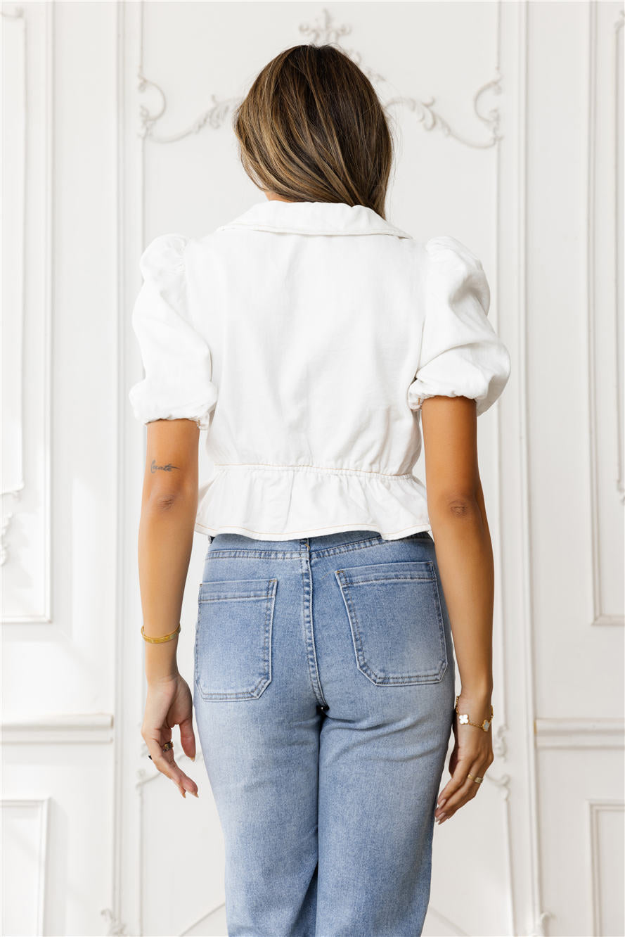 Love Phoenix Denim Top Off White