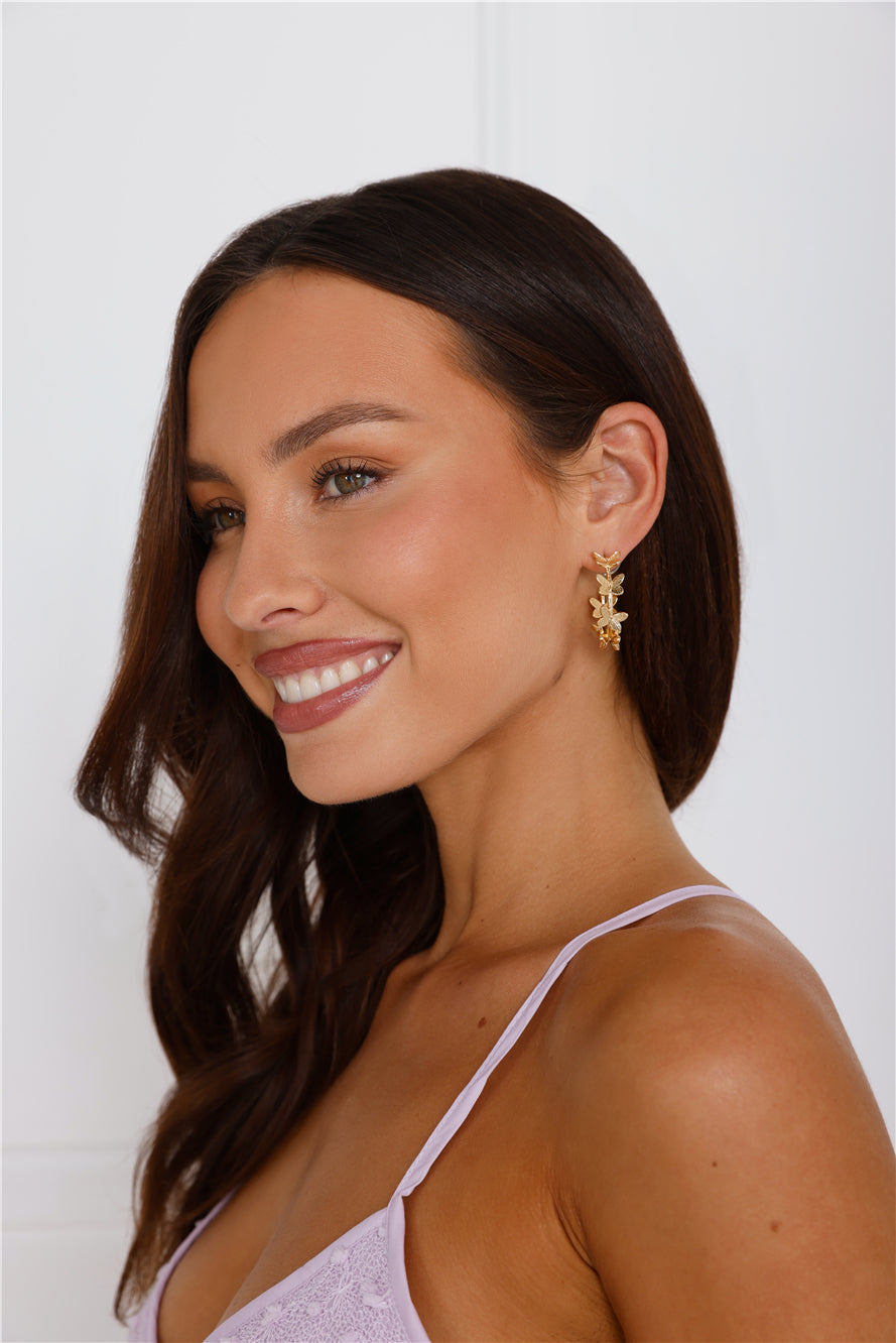 18k Gold Plated Free Floating Hoop Earrings Gold
