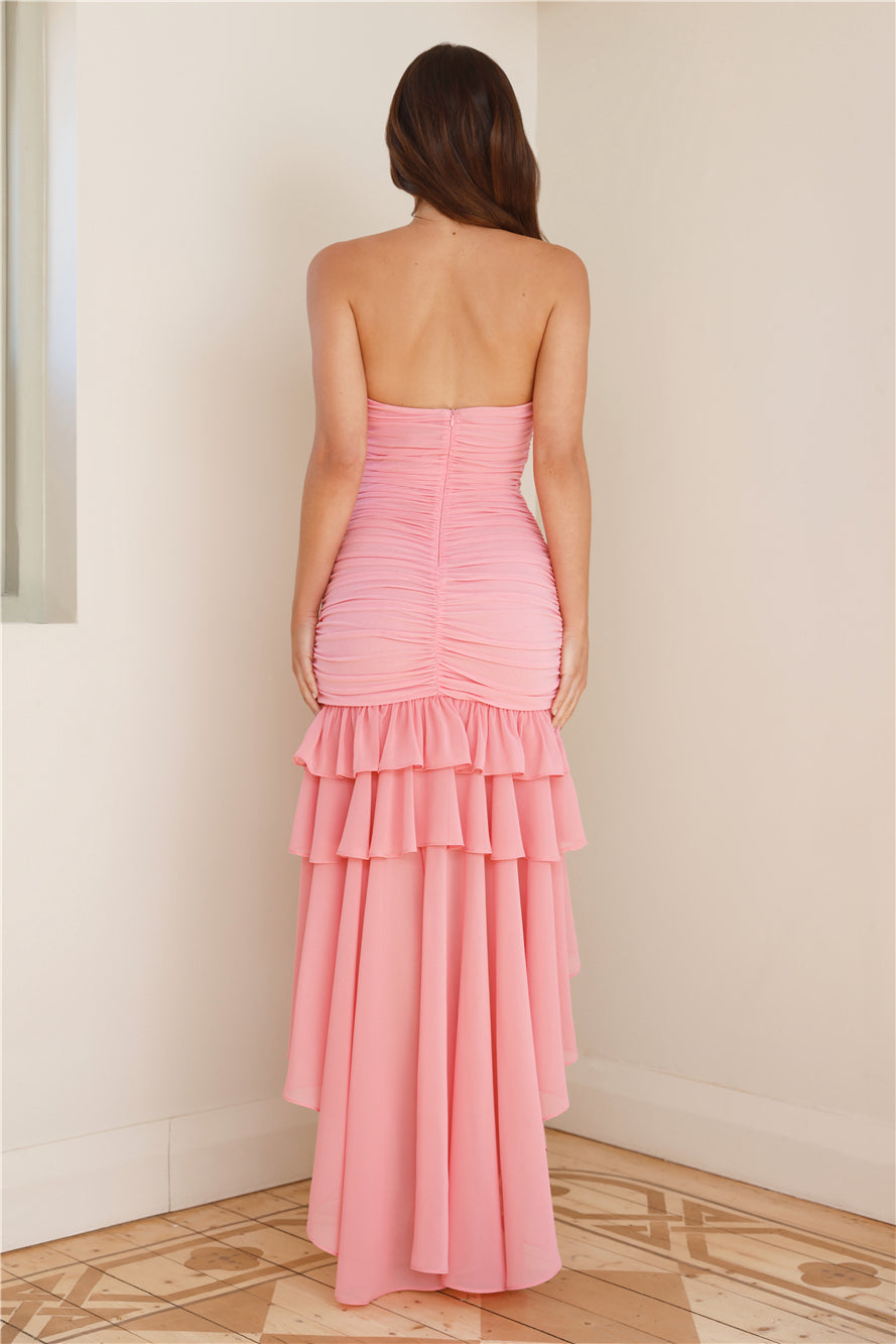 A Night In Wonderland Strapless Maxi Dress Pink