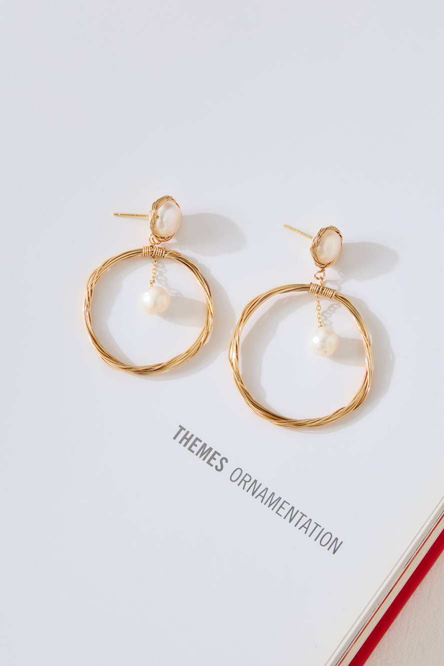 18k Gold Plated Willow Freshwater Pearl Earrings Gold