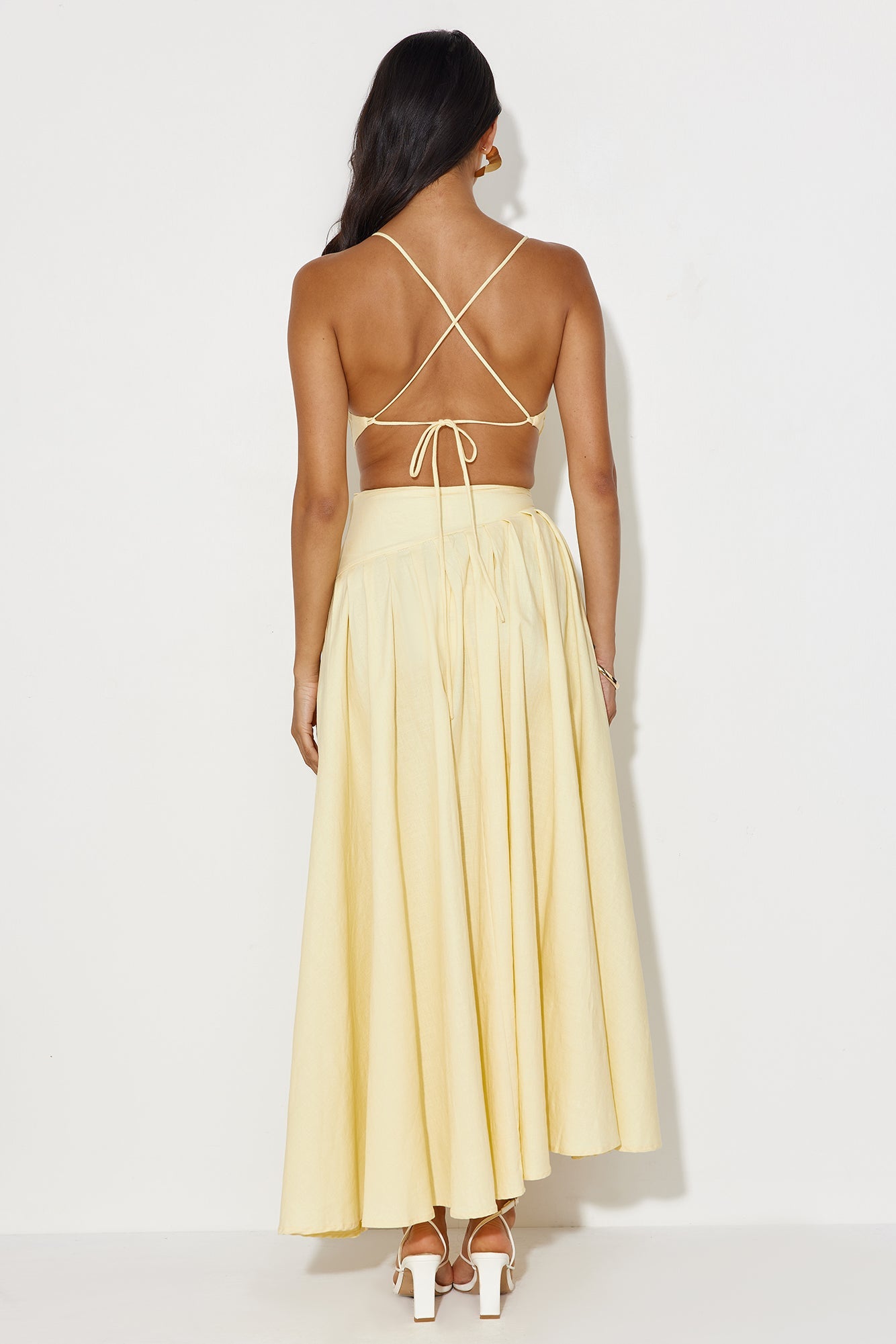 Frolicking Fields Midi Dress Yellow