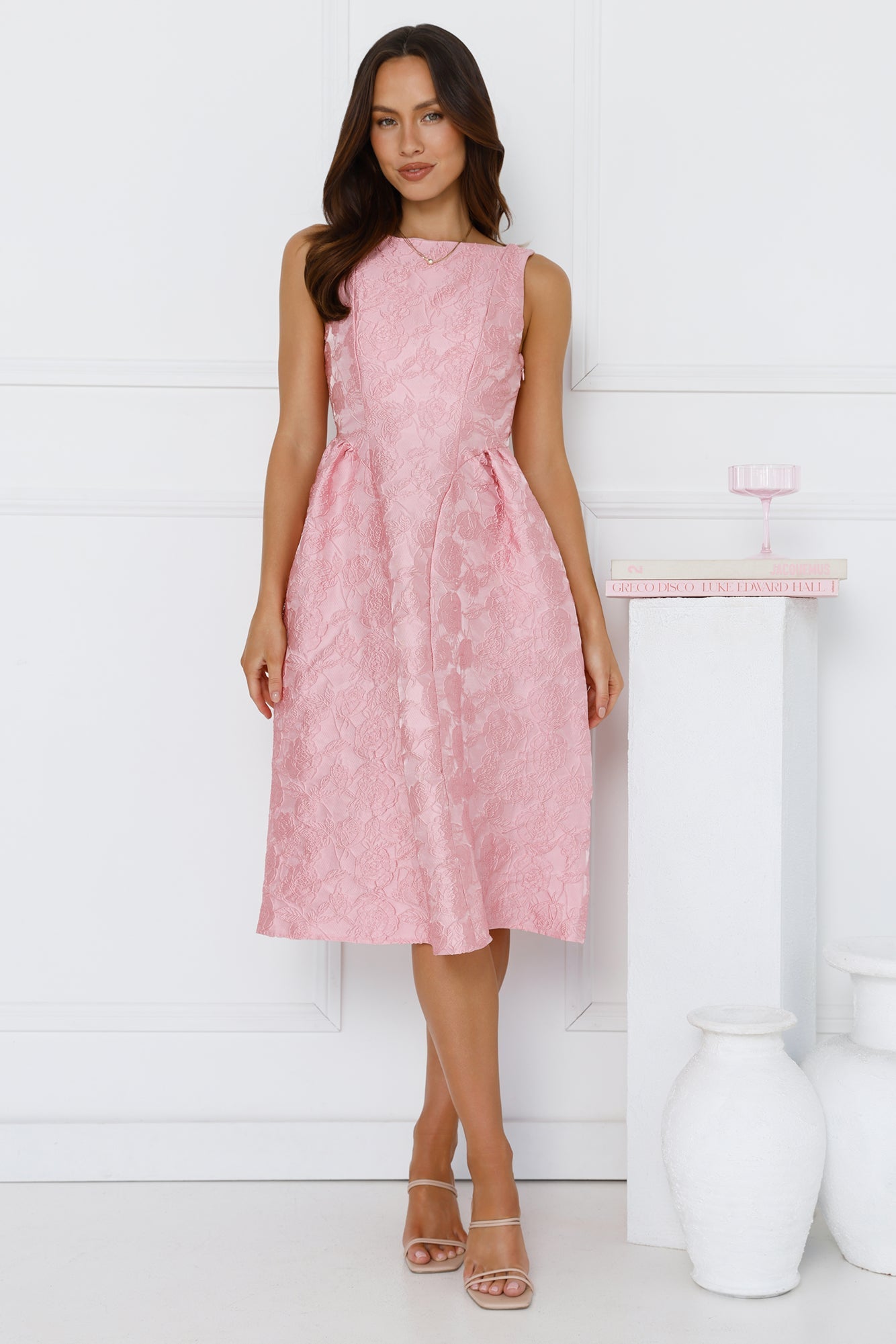 All Things Girly Midi Dress Pink