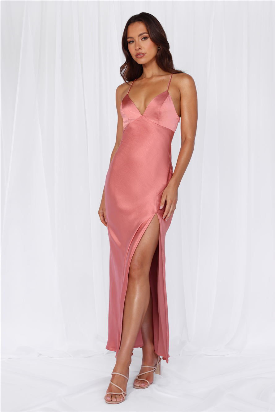 The Sophia Satin Maxi Dress Rose