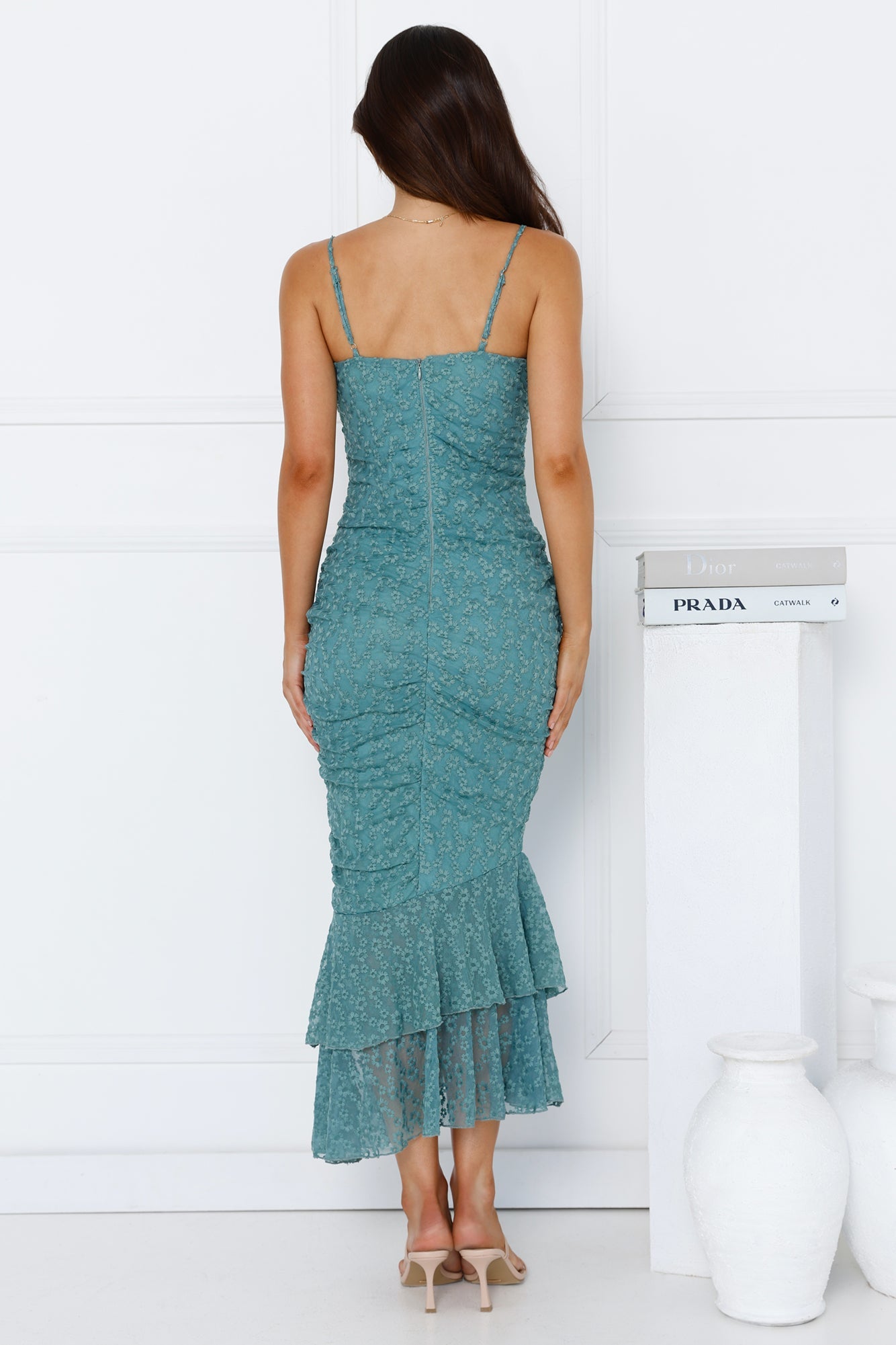 Dainty Design Mesh Midi Dress Green