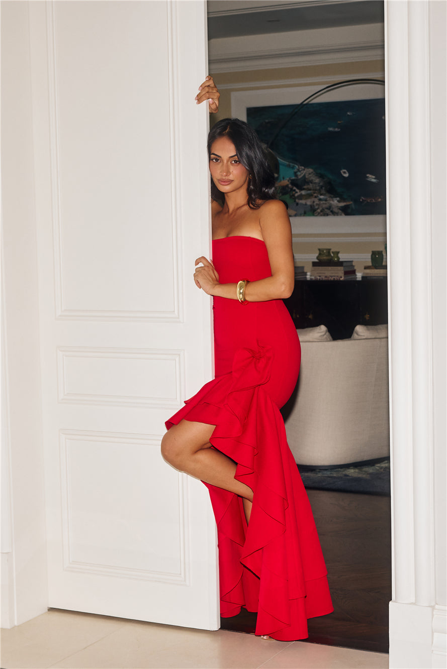 Extravagant Events Strapless Maxi Dress Red
