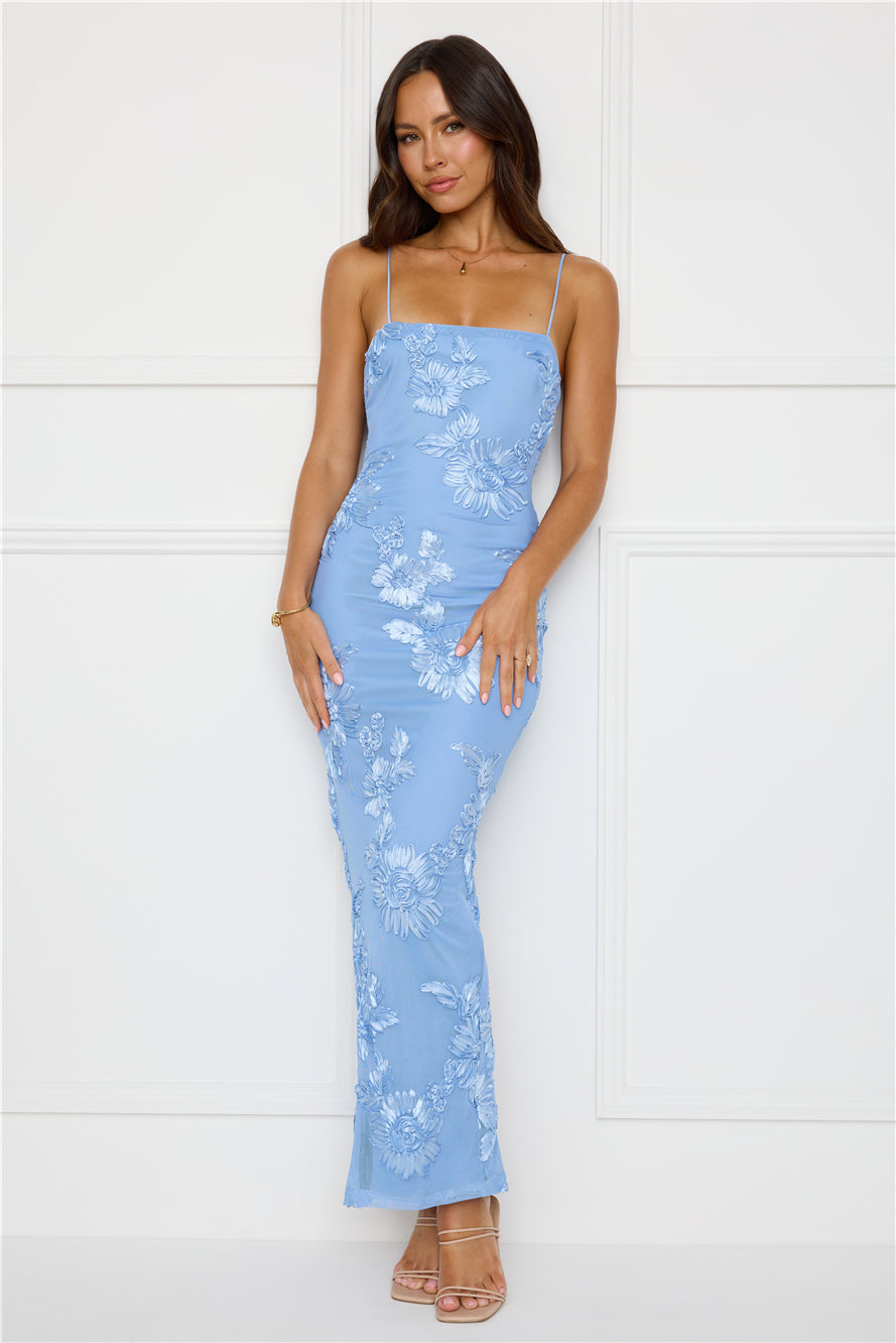 Amber Zest Mesh Maxi Dress Blue