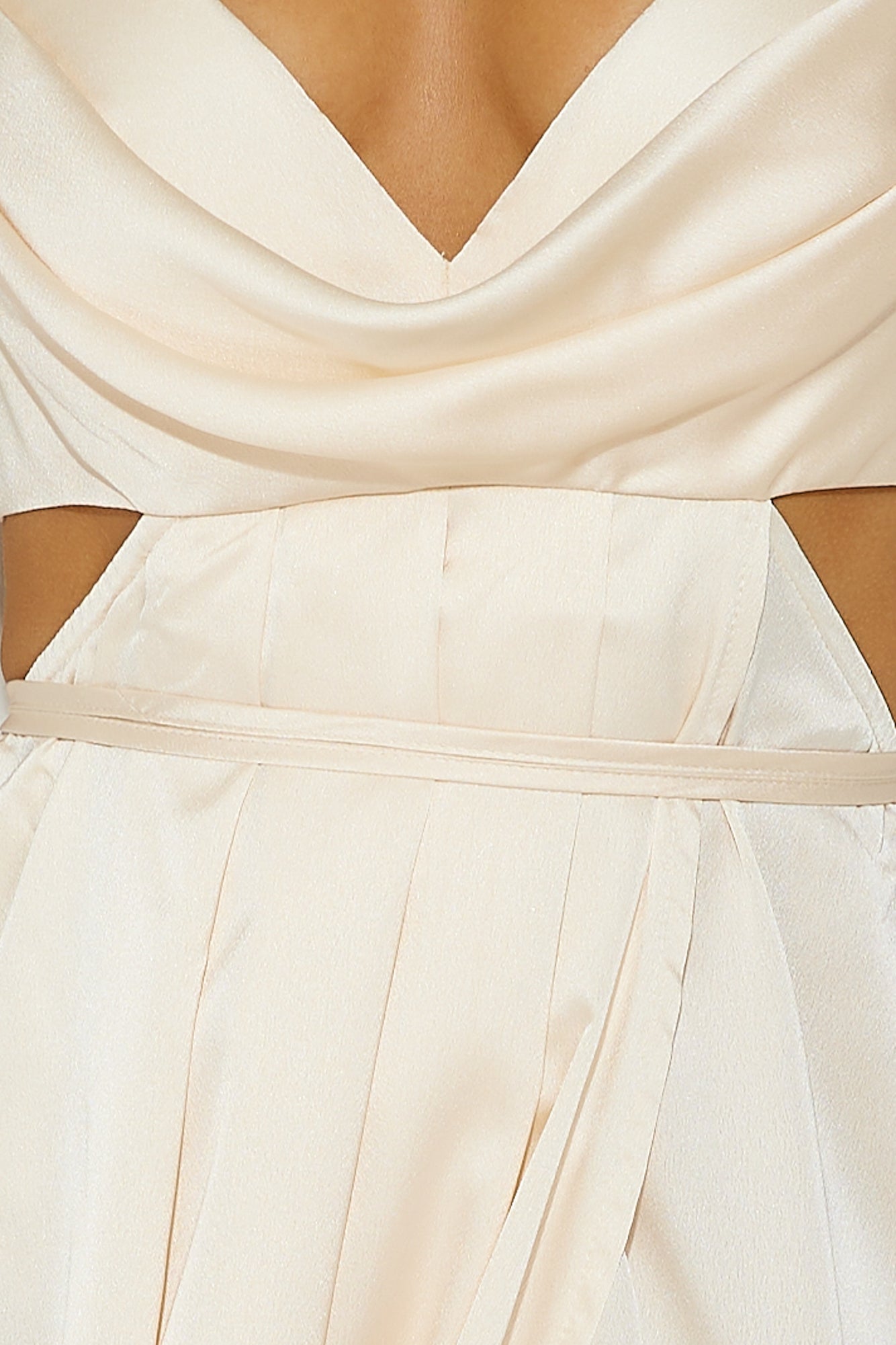 Reveal Your Mind Satin Midi Dress Champagne