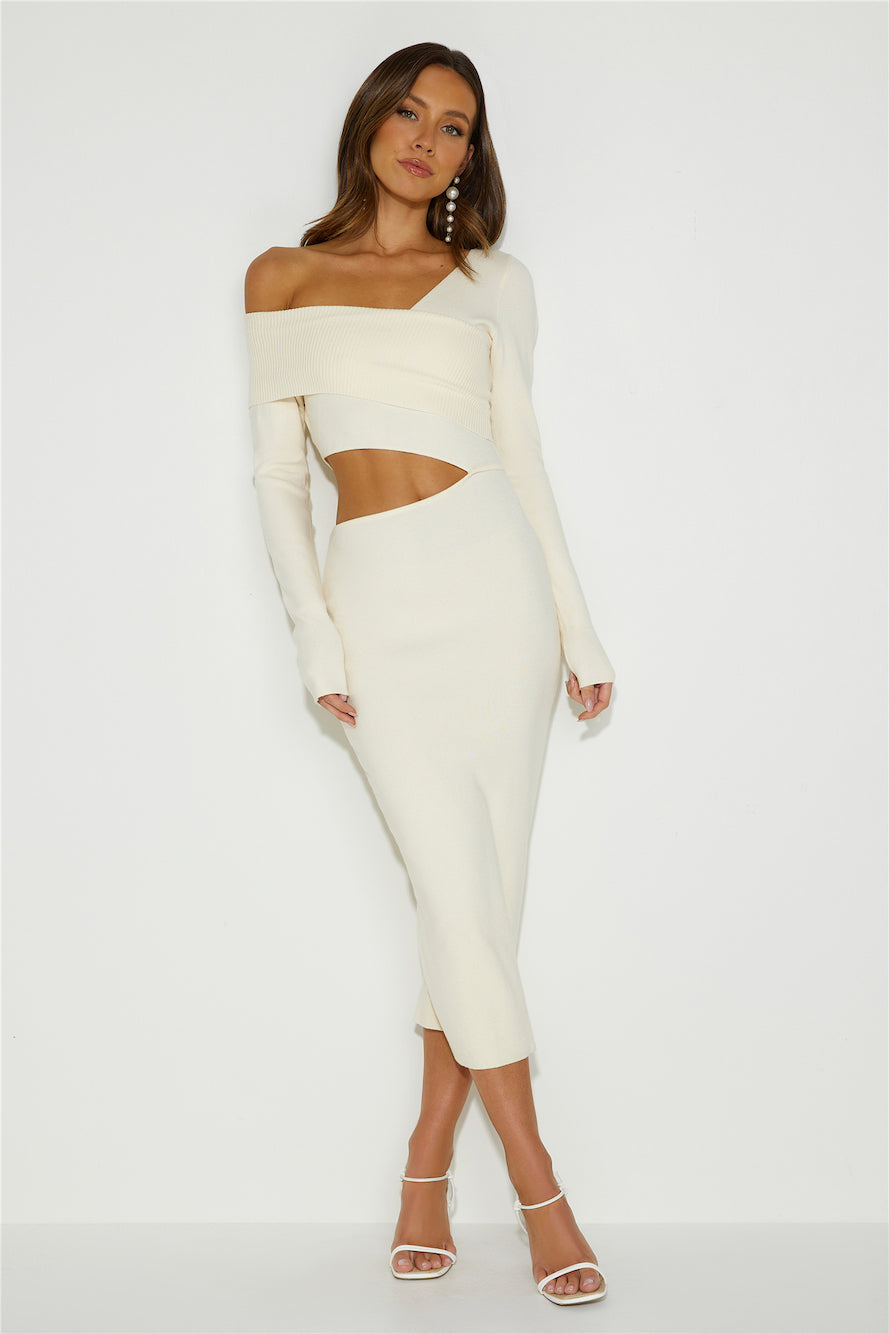 Lively Flair Midi Dress Beige