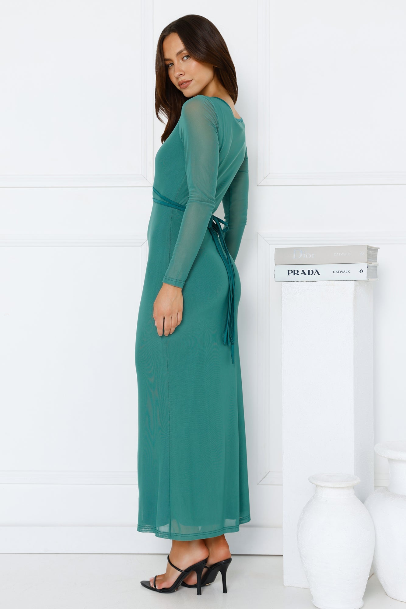Solange Long Sleeve Maxi Dress Green