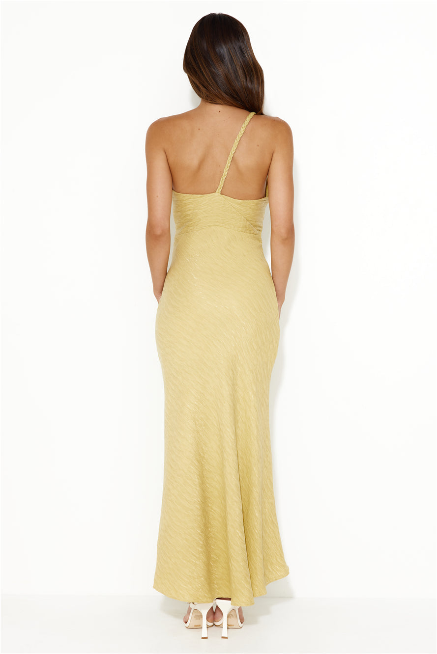 Style Inspo One Shoulder Midi Dress Yellow