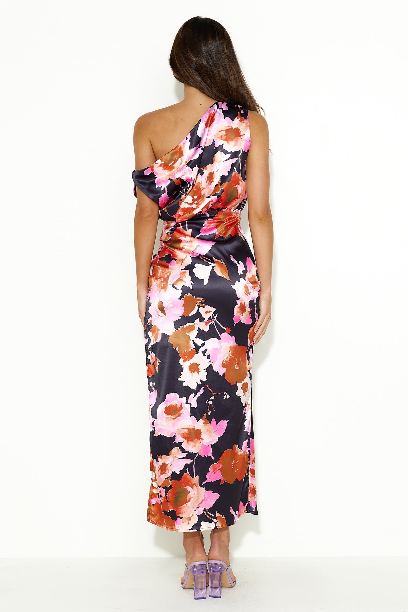 She's Girly Off Shoulder Satin Maxi Dress Black