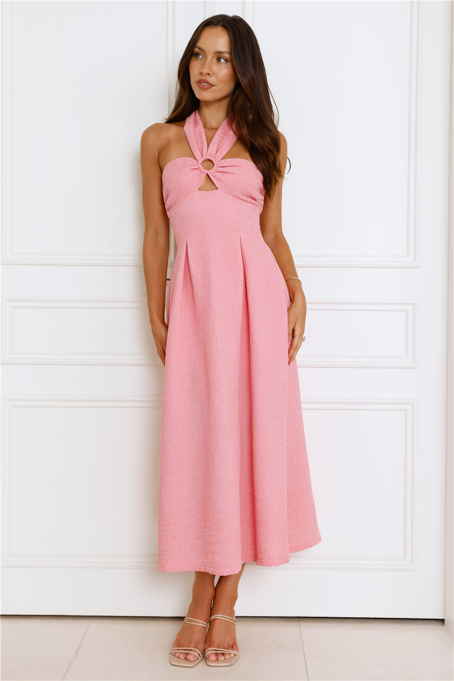Secret Diaries Halter Maxi Dress Pink