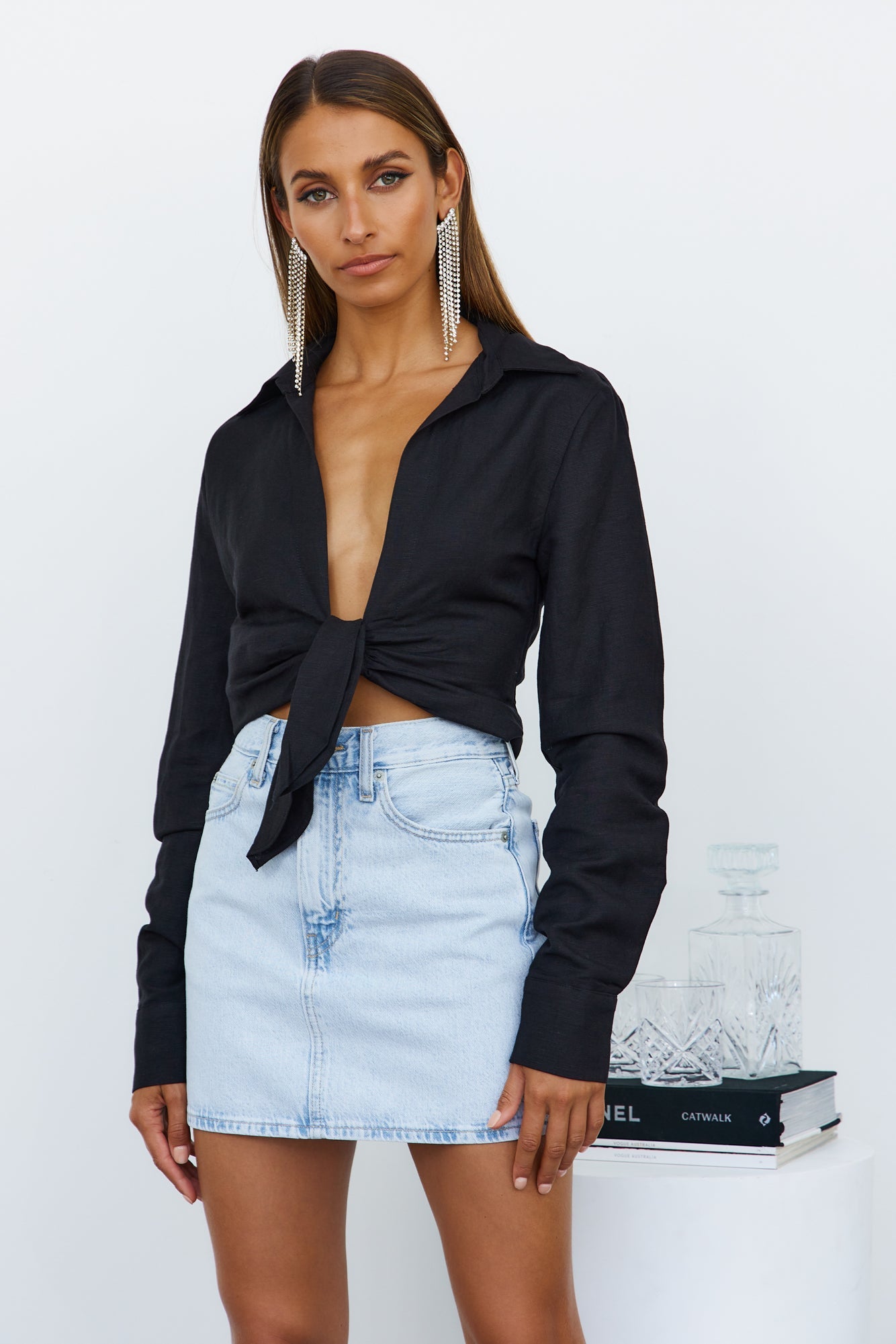LEVIS 70S HIGH MICRO MINI DENIM SKIRT Washed Blue