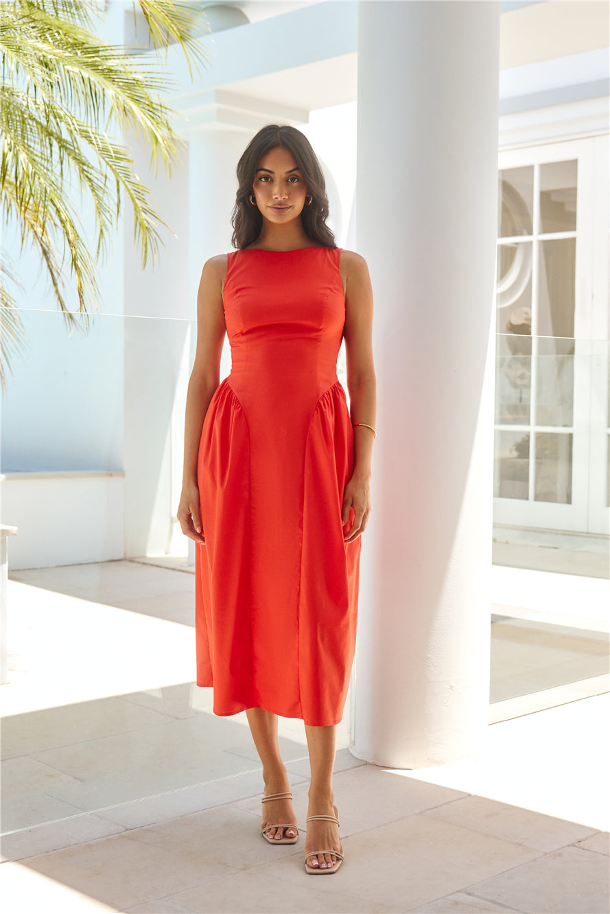 Style Spectacular Midi Dress Orange