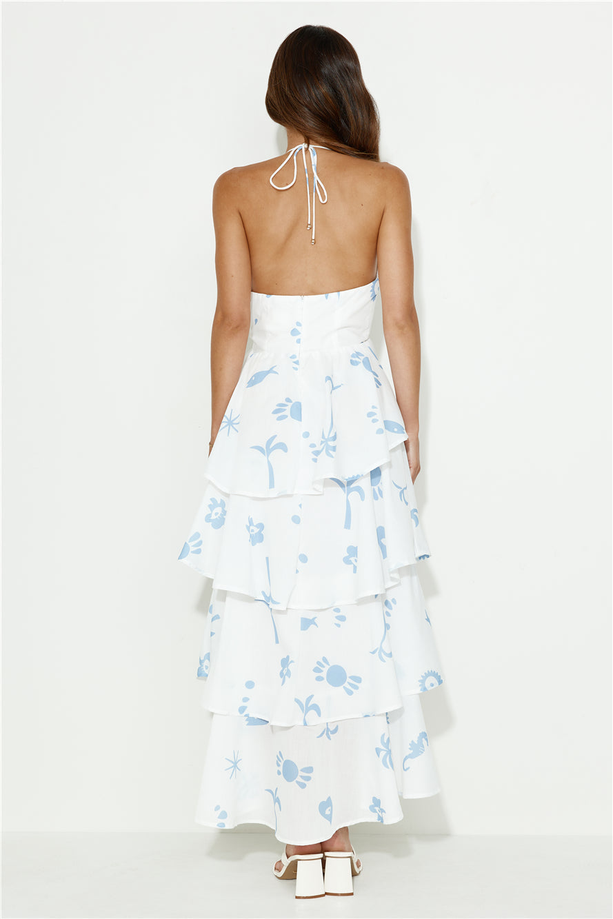Sand By The Beach Halter Maxi Dress White