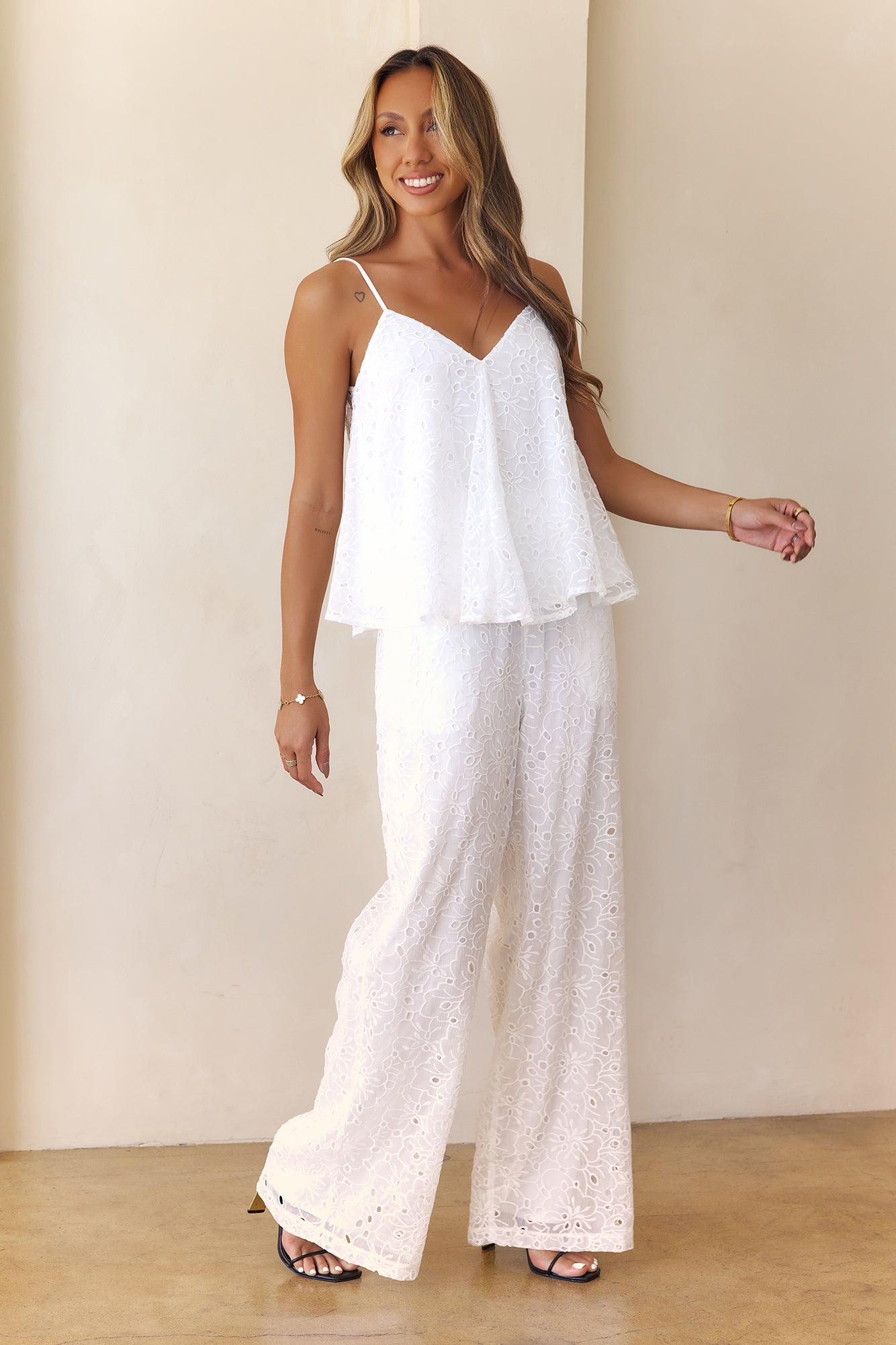 Rooftop Oasis Embroidered Cami Top White