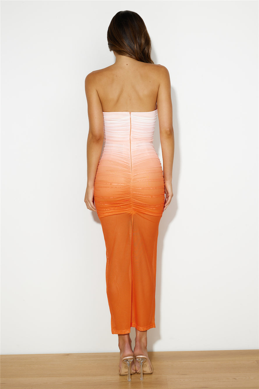 Splashing Out Mesh Maxi Dress Orange