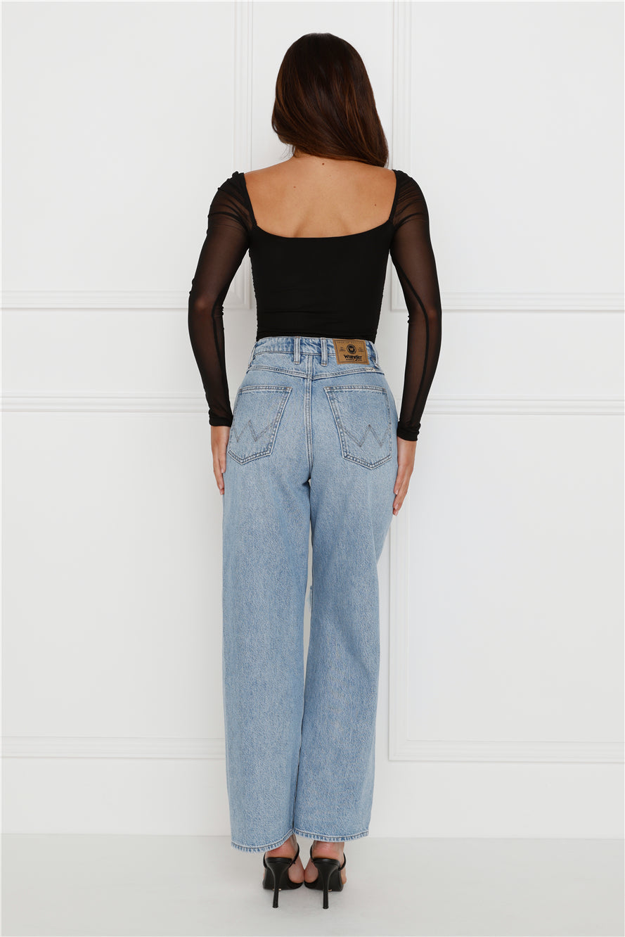 Decadent Style Mesh Long Sleeve Crop Top Black