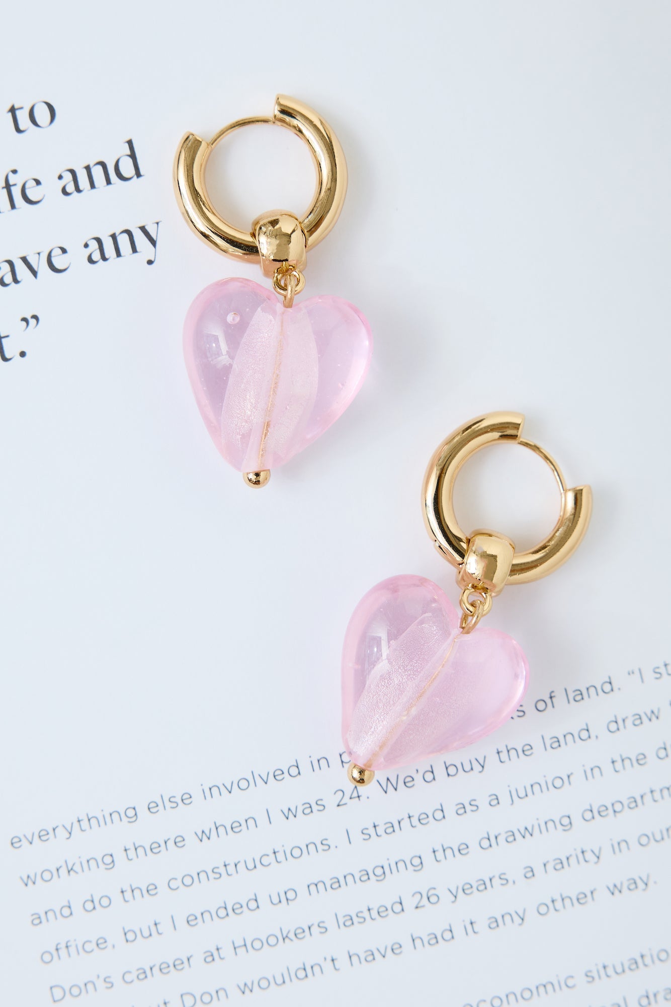 18k Gold Plated Glass Castle Earrings Pink