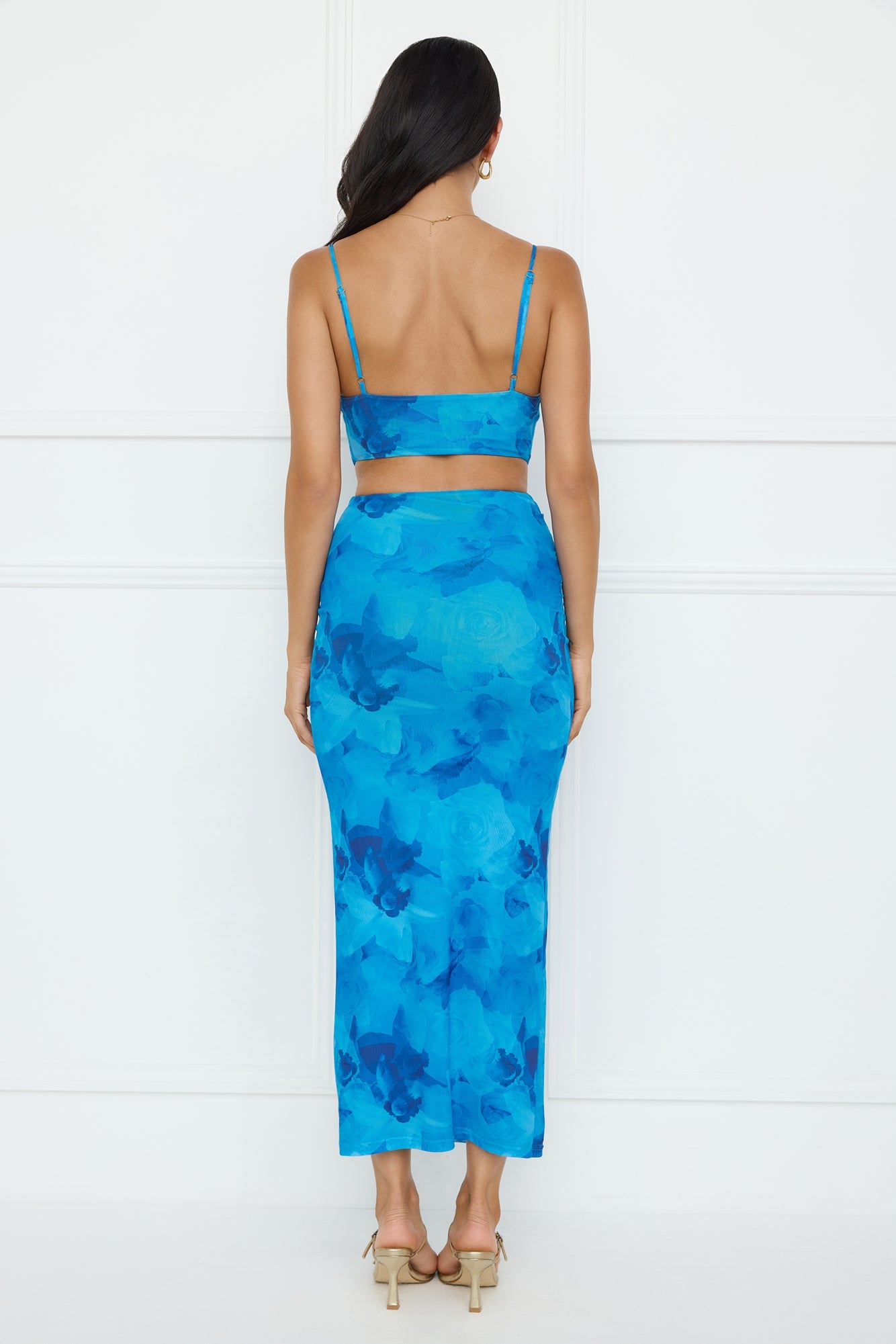 Pretty On Purpose Mesh Maxi Dress Blue