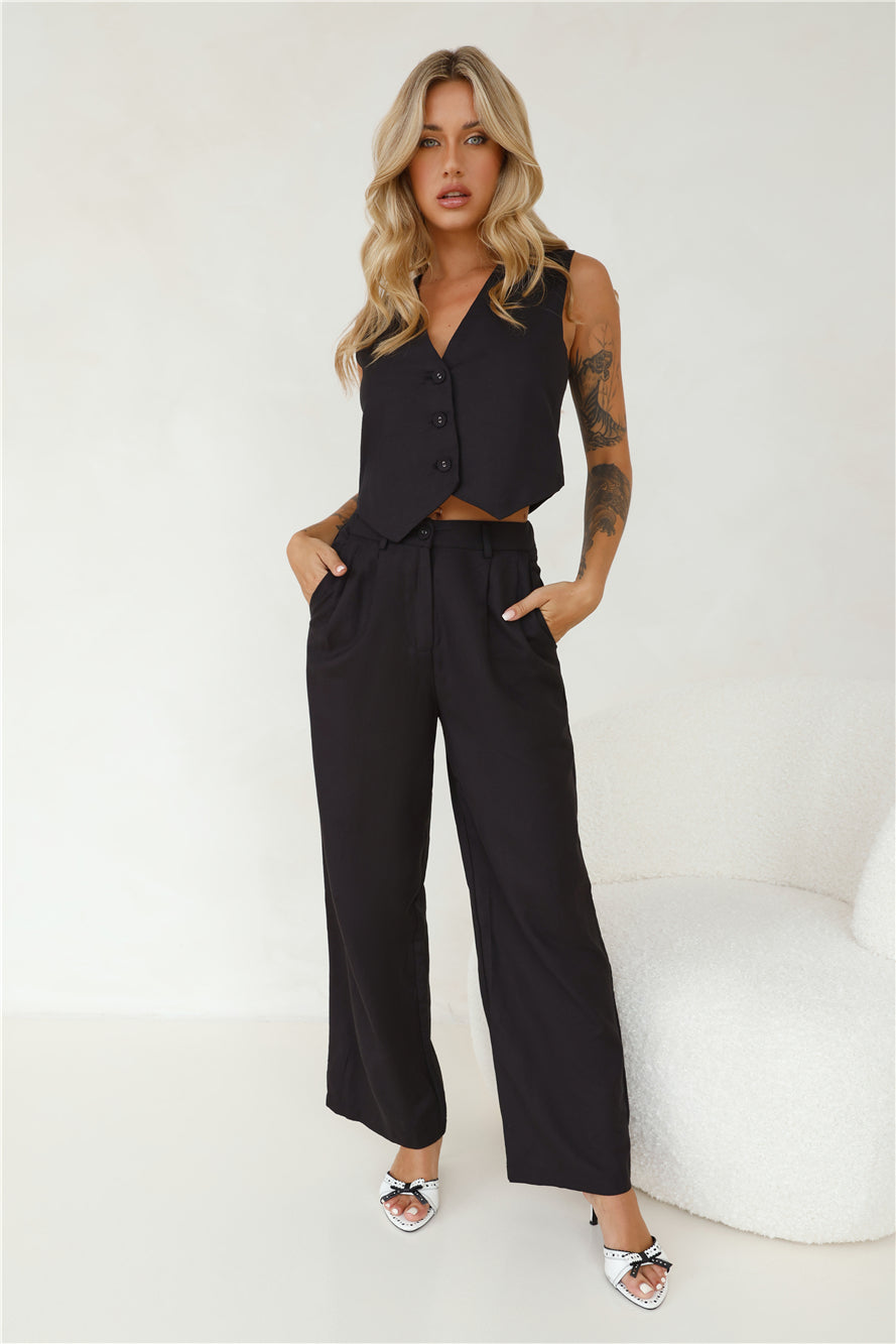 Warmest Island Linen Blend Vest Top Black