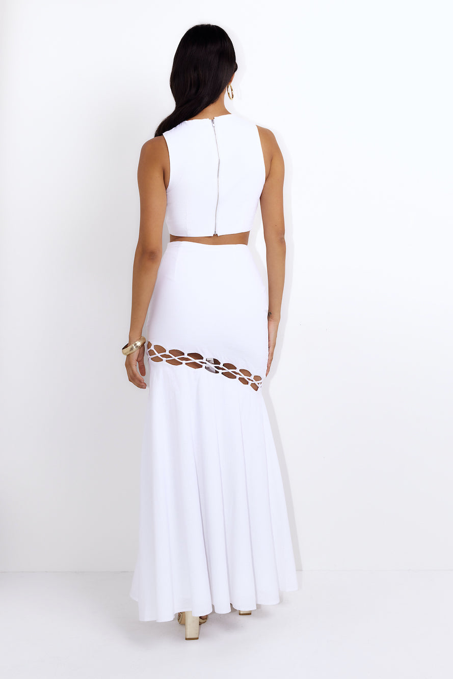 RUNAWAY Lani Maxi Skirt White